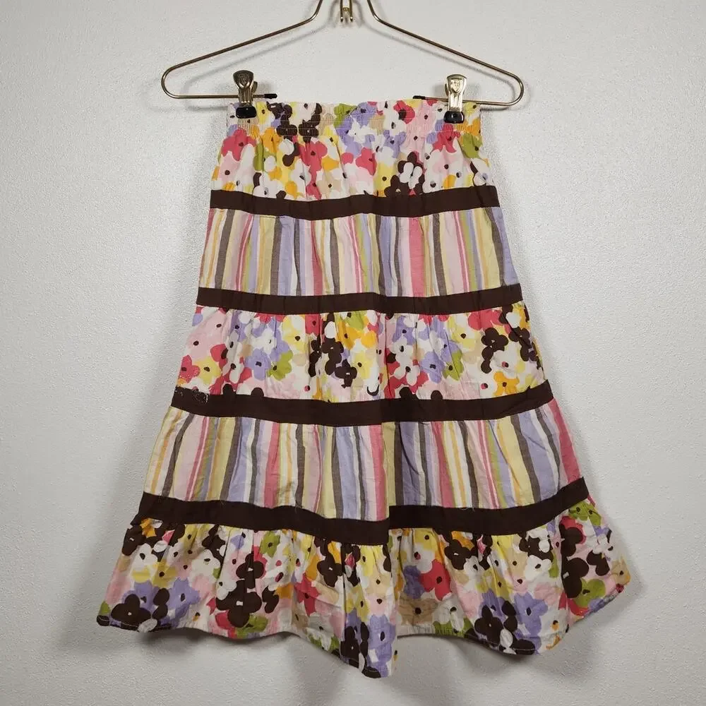 Gymboree Youth Girls Prairie Patchwork Tiered Skirt Boho Hippie Size 8